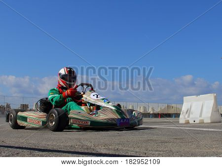 Chiavari Italy - April 22 2017 - 2nd T.A.M. (Tigullio Auto e Moto) National Motor Show: Go Kart Show in the circuit circuit area.