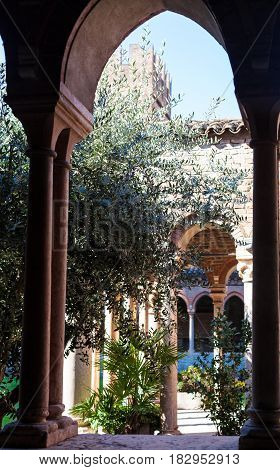 Cloister Of Abbey Near Basilica Di San Zeno