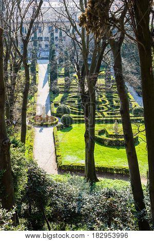 Above View Of Giusti Garden In Verona City