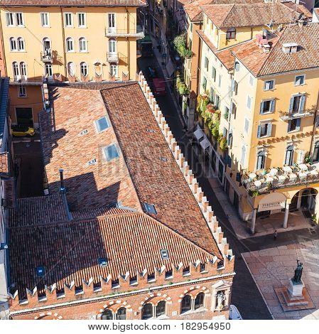 Above View Of House Of The Merchants In Verona