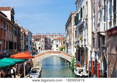 Canal Rio Del Greci In Venice City In Spring