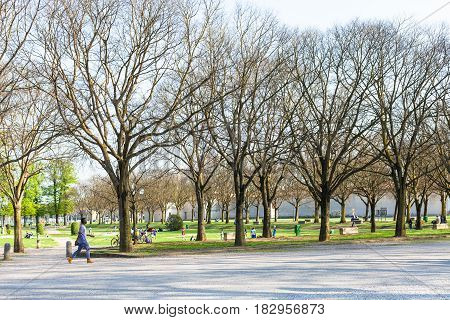 People In Urban Garden Parco Del Te In Mantua