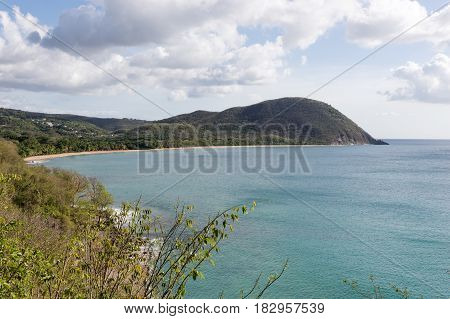 View of the great bay at Deshaies, Basse-Terre, Guadeloupe