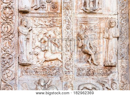 Outdoor Ornament On Gate Of Basilica Di San Zeno