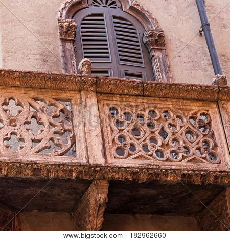 Medieval Decoraion Of Old Urban House In Verona