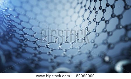 3d illusrtation of graphene molecules. Nanotechnology background illustration