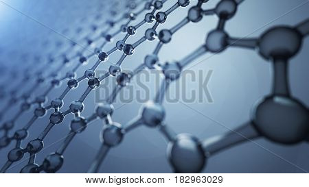 3d illusrtation of graphene molecules. Nanotechnology background illustration