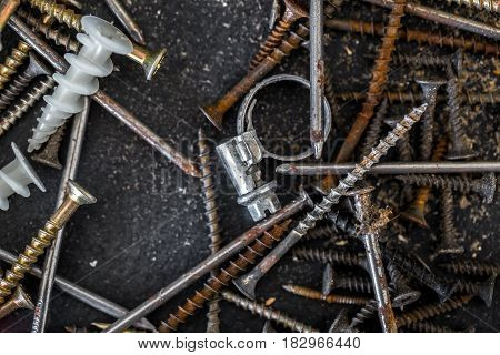 Different Nuts Bolts Close-up