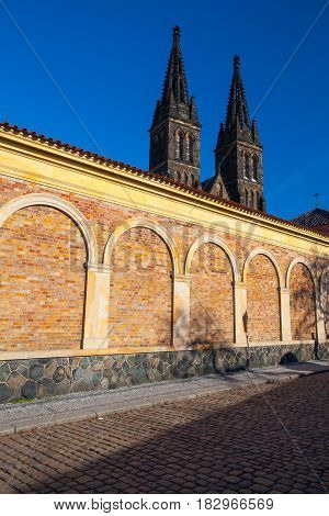 Basilica of St. Peter and St. Paul in Prague. The Basilica is a neo-Gothic church in Vysehrad fortress in Prague Czech Republic