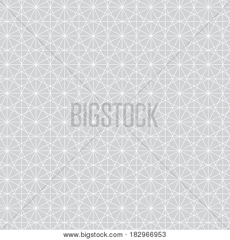 Vector seamless pattern. Infinitely repeating modern geometrical texture consisting of intersecting thin lines which form irregular hexagonal linear shapes: hexagons; rhombus; triangle.