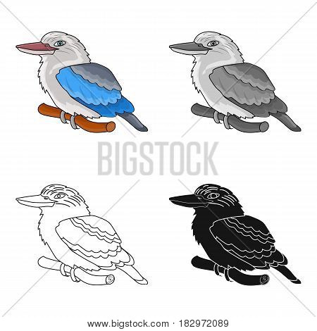 Kookaburra sitting on branch icon in cartoon design isolated on white background. Australia symbol stock vector illustration.