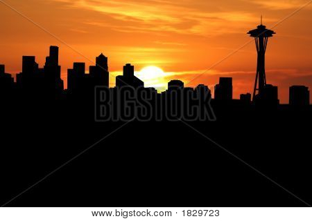 Seattle při západu slunce
