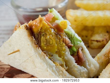 COLOR PHOTO OF CLUB SANDWICH ALSO CALLED CLUBHOUSE SANDWICH
