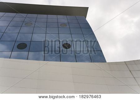 TRADATE, ITALY - OCTOBER 2, 2016: Tradate (Varese Lombardy Italy): modern building along the via Varesina