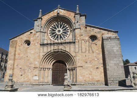 Avila (Castilla y Leon Spain): facade of the historic Santa Teresa church