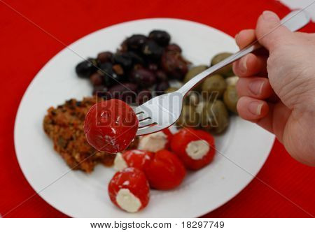 Olivenöl mit Knoblauch und Pfeffer