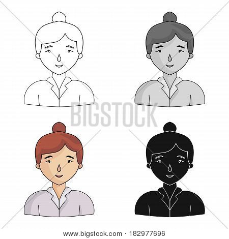 Businesswoman icon in cartoon design isolated on white background. Conference and negetiations symbol stock vector illustration.