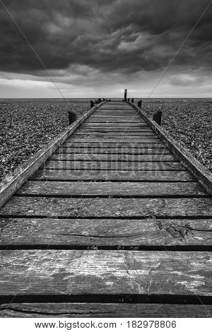 Concept Image Of Path To Nowhere In Desolate Beach Black And White Landscape