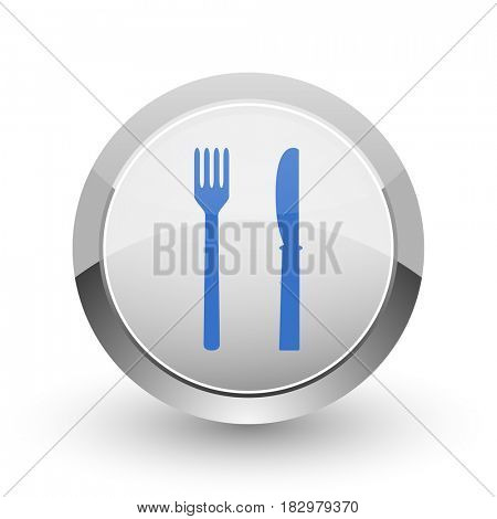 Eat chrome border web and smartphone apps design round glossy icon.