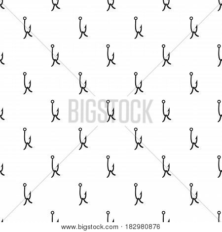 Fish hook with earthworm pattern seamless in simple style vector illustration