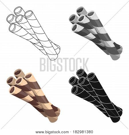 Chocolate wafer straws icon in cartoon design isolated on white background. Chocolate desserts symbol stock vector illustration.