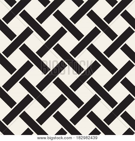 Seamless woven stripes lattice pattern. Modern stylish texture. Repeating abstract background with interlacing lines. Simple monochrome grid