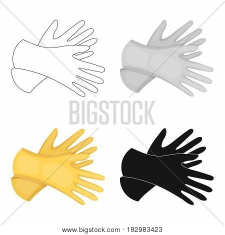 Rubber gloves icon in cartoon design isolated on white background. Cleaning symbol stock vector illustration.