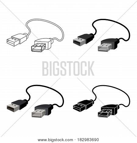 USB cable icon in cartoon design isolated on white background. Personal computer accessories symbol stock vector illustration.