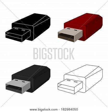 USB flash drive icon in cartoon design isolated on white background. Personal computer accessories symbol stock vector illustration.