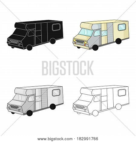 Campervan icon in cartoon design isolated on white background. Family holiday symbol stock vector illustration.