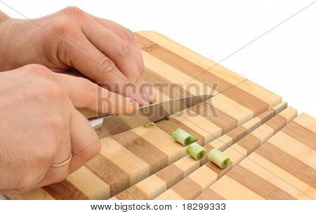 Mes bezuinigingen hout snijplank