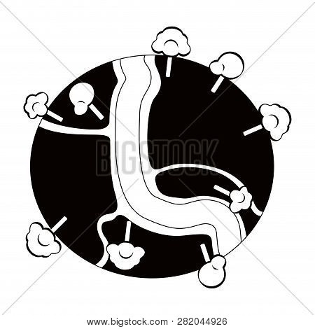Silhouette Of An Ature Landscape In A Globe. Vector Illustration Design