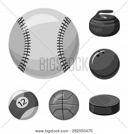 Vector Design Of Sport And Ball Symbol. Set Of Sport And Athletic Vector Icon For Stock.