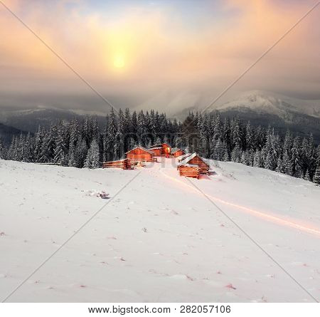 Hut On The Background Chernogora