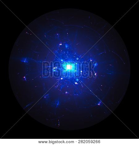 Orbitals Or High Energy Particles Around A Nucleus. Quantum Mechanics, Antimatter, Magnetic Field, S
