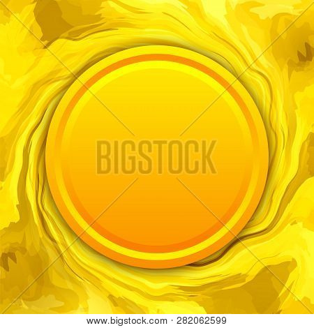 Golden Coin Or Medallion In Melting Gold Background