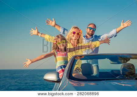 Happy Family Travel By Car
