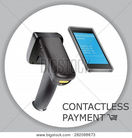 Inventory Barcode Scanner Reader. Barcode Scanner Vector Illustration Isolated On White. Hand Held W