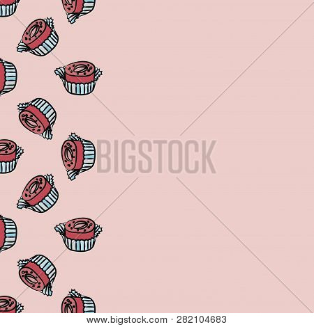 Candy Pattern. Card With Comfit. Cute Background.