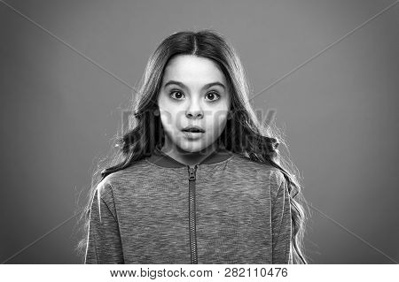 Girl Cute Child Confused Wondering Face. Child Long Hair Wondering. Confusing Facts Concept. Facts T