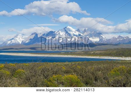 Sarmiento Lake View, Torres Del Paine National Park, Chile. Chilean Patagonia Landscape