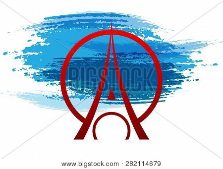 Eiffel Tower Logo Icon, Minimalist Style. Symbol French, Paris, Holiday, Travel Tour. Silhouette Tal