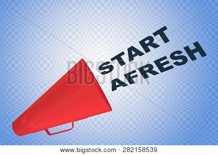 3d Illustration Of Start Afresh Title Flowing From A Loudspeaker