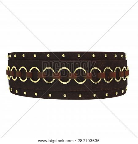 Medieval Leather Belt On Isolated White Background, 3d Illustration
