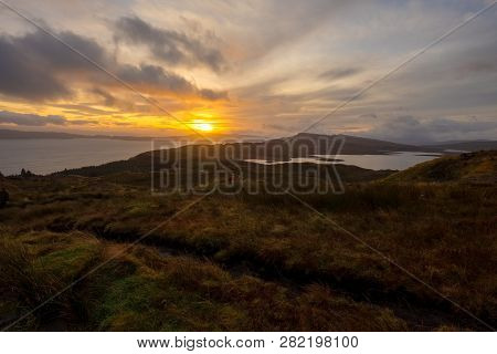 Landscape Around The Old Man Of Storr And The Storr Cliffs, Isle Of Skye Scotland, United Kingdom