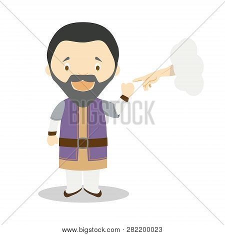 Michelangelo Cartoon Character. Vector Illustration. Kids History Collection.