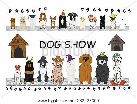 Different Type Of Cartoon Dogs. Happy Dog Set