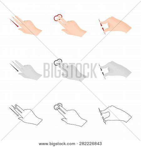 Vector Illustration Of Touchscreen And Hand Icon. Collection Of Touchscreen And Touch Vector Icon Fo