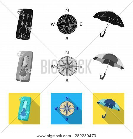 Isolated Object Of Weather And Climate Logo. Set Of Weather And Cloud Stock Vector Illustration.