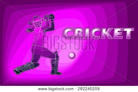 Female Cricket. Abstract Woman Batsman Playing Cricket. Poster For Womens Cricket.